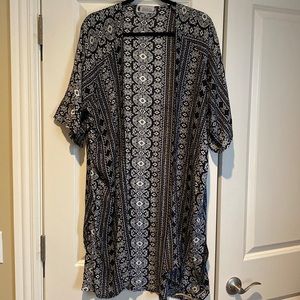 Lotus and Luna Kimono. Black and white boho print. One size